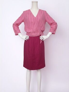 Madewell Pink Wrap Blouse with Subtle Stripe Detail
